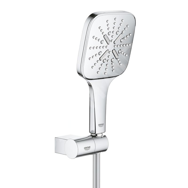 Grohe Rainshower SmartActive Cube - Set de douche de tête 130 9,5 l/min, 3 jets, support et flexible, chrome 26588000