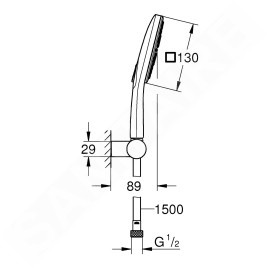 Grohe Rainshower SmartActive Cube - Set de douche de tête 130 9,5 l/min, 3 jets, support et flexible, chrome 26588000