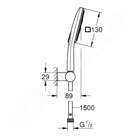 Grohe Rainshower SmartActive Cube - Set de douche de tête 130 9,5 l/min, 3 jets, support et flexible, chrome 26588000
