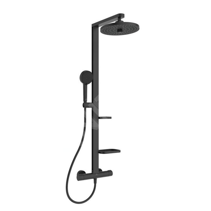 Ideal Standard ALU+ - Set de douche avec thermostat, diamètre 26 cm, 2 jets, noir soyeux BD583XG