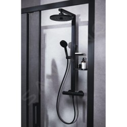 Ideal Standard ALU+ - Set de douche avec thermostat, diamètre 26 cm, 2 jets, noir soyeux BD583XG
