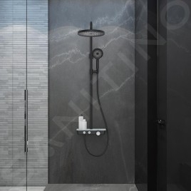 kielle Oudee - Set de douche avec thermostat, 260 mm, 3 jets noir / blanc 20602004