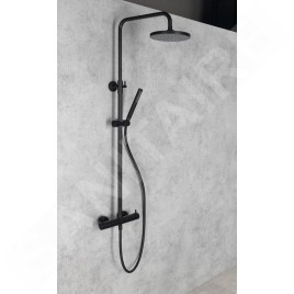 Sapho Mia - Set de douche avec mitigeur, diamètre 200 mm, 1 jet, noir MA139B