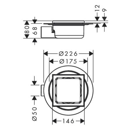 Hansgrohe RainDrain Spot - Siphon de douche 150x150 mm, inox brossé 56055800
