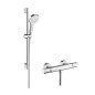 Hansgrohe Croma Select E - Set de douche Vario avec thermostat, 3 jets, barre de douche 650 mm, blanc/ chrome 27081400