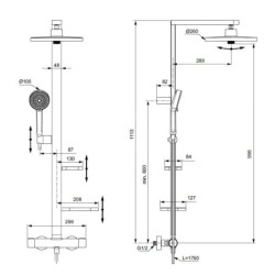Ideal Standard ALU+ - Set de douche avec thermostat, diamètre 26 cm, 2 jets, argenté BD583SI