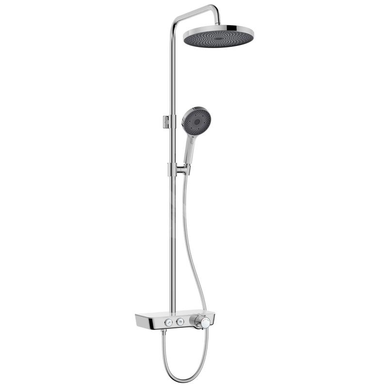 kielle Oudee - Set de douche avec thermostat, 260 mm, 3 jets, chrome / blanc / noir 20602000 kielle Oudee - Set de douche avec thermostat, 260 mm, 3 jets, chrome / blanc / noir 20602000