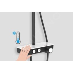 kielle Oudee - Set de douche avec thermostat, 260 mm, 3 jets, chrome / blanc / noir 20602000