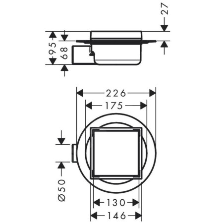 Hansgrohe RainDrain Spot - Siphon de douche avec grille de 150x150 mm, pour carrelage, inox brossé 56112800