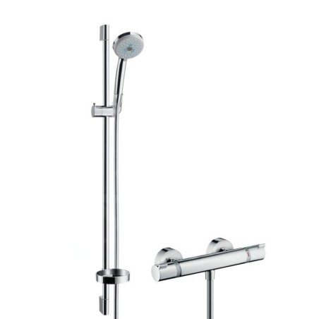 Hansgrohe Croma 100 - Set de douche avec thermostat, douchette Croma 100 Multi 3 jets, chrome 27085000