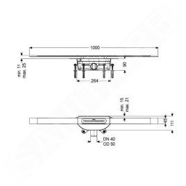 Kessel Linearis Infinity - Caniveau de douche 100 cm, avec grille, acier inoxydable brossé 45200.10