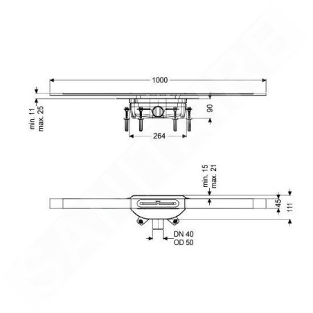 Kessel Linearis Infinity - Caniveau de douche 100 cm, avec grille, acier inoxydable brossé 45200.10