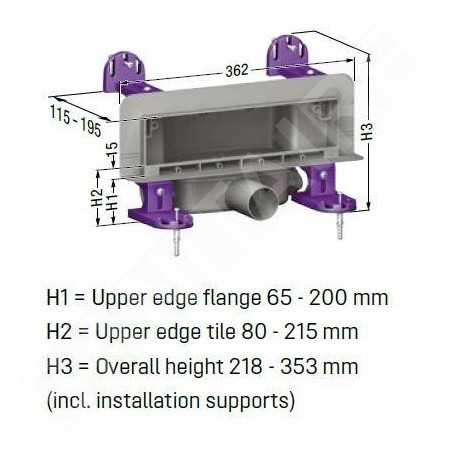 Kessel Scada - Caniveau de douche 36 cm, avec grille pour l'insertion de carreaux 48000.01M