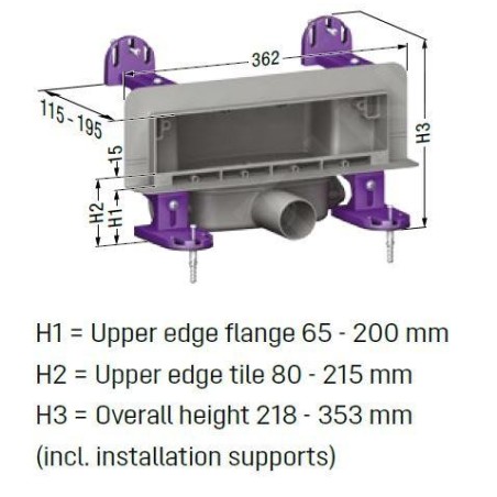 Kessel Scada - Caniveau de douche 36 cm, avec grille, acier inoxydable brossé 48000.03M