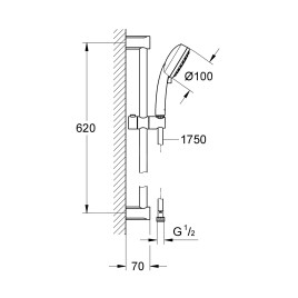 Grohe Tempesta New - Set de douche Cosmopolitan 100 avec barre, 2 jets, chrome 27578002