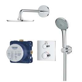 Grohe Grohtherm - Set de douche Rainshower Cosmopolitan 210 avec robinet de douche thermostatique encastré, chrom 34734000