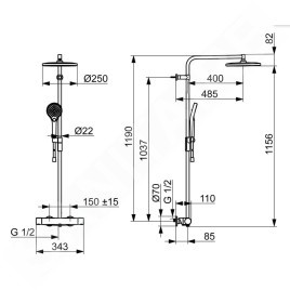 Hansa Viva - Set de douche avec thermostat, diamètre 25 cm, 3 jet, chrome 65159201