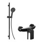 kielle Vega - Set de douche avec mitigeur, colonne, flexible et tête de douche, noir mat 20618SN14 kielle Vega - Set de douche avec mitigeur, colonne, flexible et tête de douche, noir mat 20618SN14