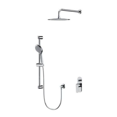 Cersanit City - Set de douche avec mitigeur encastré, avec corps d’encastrement, diamètre 25 cm, 3 jets, chrome S952-014