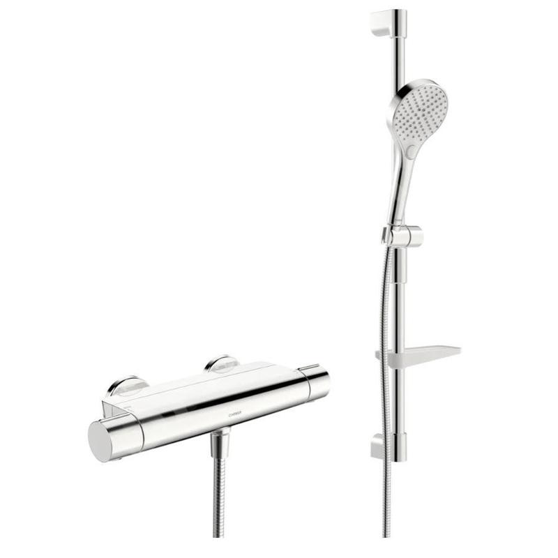 Hansa Optima - Set de douche avec thermostat, 3 jets, chrome 481303310009 Hansa Optima - Set de douche avec thermostat, 3 jets, chrome 481303310009