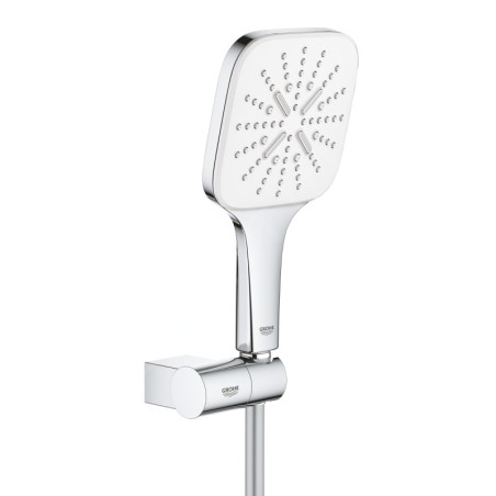 Grohe Rainshower SmartActive Cube - Set de douche de tête 130 9,5 l/min, 3 jets, support et flexible, blanc lunaire 26588LS0