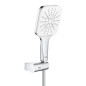 Grohe Rainshower SmartActive Cube - Set de douche de tête 130 9,5 l/min, 3 jets, support et flexible, blanc lunaire 26588LS0