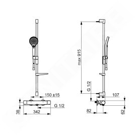 Hansa Optima - Set de douche avec thermostat, 3 jets, chrome 481303310009