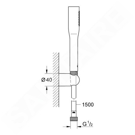 Grohe Vitalio Get Stick - Set de pommeau de douche, support et flexible, chrome 27459000