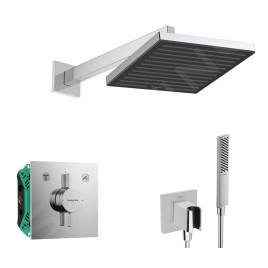 Hansgrohe - Set de douche avec mitigeur encastré, avec corps d’encastrement, 26x26 cm, chrome SANI21HHH001