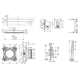 Hansgrohe - Set de douche avec mitigeur encastré, avec corps d’encastrement, 26x26 cm, chrome SANI21HHH001