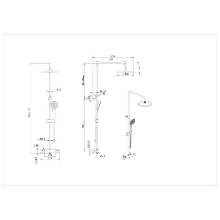 kielle Oudee - Set de douche avec thermostat, 228 mm, 3 jets, noir mat 20602024