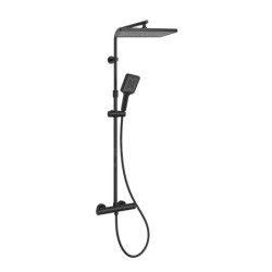 kielle Vega - Set de douche avec thermostat, 300 x 200 mm, 3 jets, noir mat 20618004