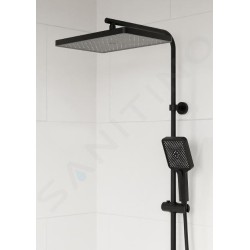 kielle Vega - Set de douche avec thermostat, 300 x 200 mm, 3 jets, noir mat 20618004