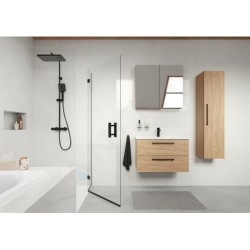 kielle Vega - Set de douche avec thermostat, 300 x 200 mm, 3 jets, noir mat 20618004