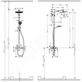 Hansgrohe Crometta - Set de douche Showerpipe S 240 avec mitigeur, chrome 27269000