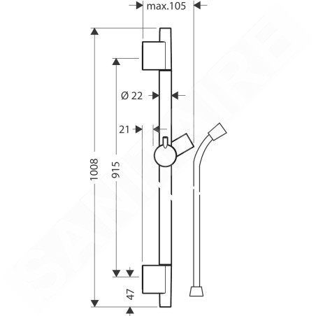 Hansgrohe Unica'S - Barre de douche 900 mm avec flexible, aspect doré poli 28631990