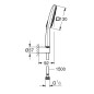 Grohe Rainshower SmartActive Cube - Set de douche de tête 130 9,5 l/min, 3 jets, support et flexible, chrome 26589000