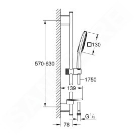 Grohe Vitalio SmartActive - Set de pommeau de douche, 3 jets, barre et flexible, chrome 26596000