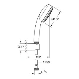 Grohe Vitalio Comfort - Set de pommeau de douche, 3 jets, support et flexible, chrome 26176000