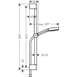 Hansgrohe Pulsify Select - Set de pommeau de douche, 3 jets, EcoSmart, barre de 669 mm et flexible, chrome 24161000