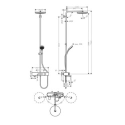 Hansgrohe Pulsify S - Set de douche 260 avec thermostat de baignoire ShowerTablet Select 400, 1 jet, chrome 24230000