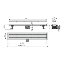 Alcadrain Douchegoten - Caniveau de douche Double Fit and Go 650 mm, grille incluse, acier inoxydable APZ13-DOUBLE9-650