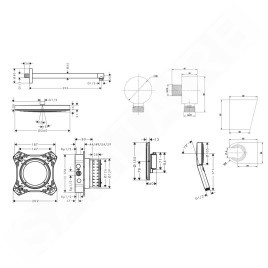 SANITINO - Set de douche avec thermostat et corps encastré hansgrohe, accessoires kielle, chrome SANI21HHK002