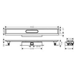 Hansgrohe uBox universal - Ensemble complet pour caniveaux de douche linéaires 900, pour installation à plat, inox 56019180
