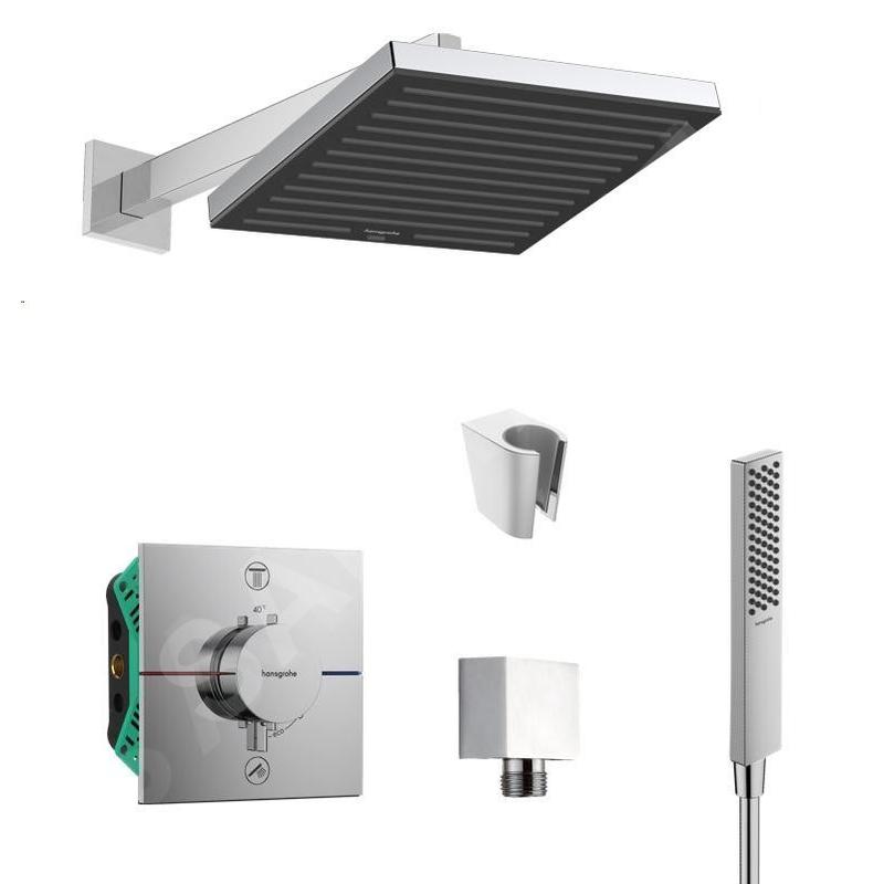 SANITINO - Set de douche avec thermostat et corps encastré hansgrohe, accessoires kielle, chrome SANI21HHK003 SANITINO - Set de douche avec thermostat et corps encastré hansgrohe, accessoires kielle, chrome SANI21HHK003