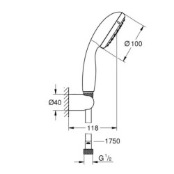 Grohe Vitalio Start - Set de pommeau de douche, support et flexible, chrome 27944000