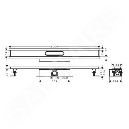 Hansgrohe uBox universal - Ensemble complet pour caniveaux de douche linéaires 1000, pour installation standard, inox 56026180