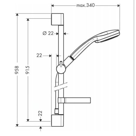 Hansgrohe Croma 100 - Set douchette Vario / barre murale Unica'C 0,90 m, chrome 27771000