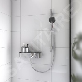 Hansgrohe Pulsify Select - Set de douche Relaxation avec thermostat, 3 jets, avec barre 650 mm, chrome 24260000