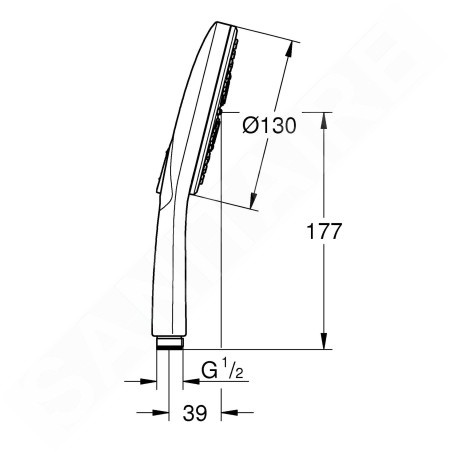 Grohe Rainshower SmartActive - Douche de tête 130 9,5 l/min, 3 jets, blanc lunaire 26574LS0